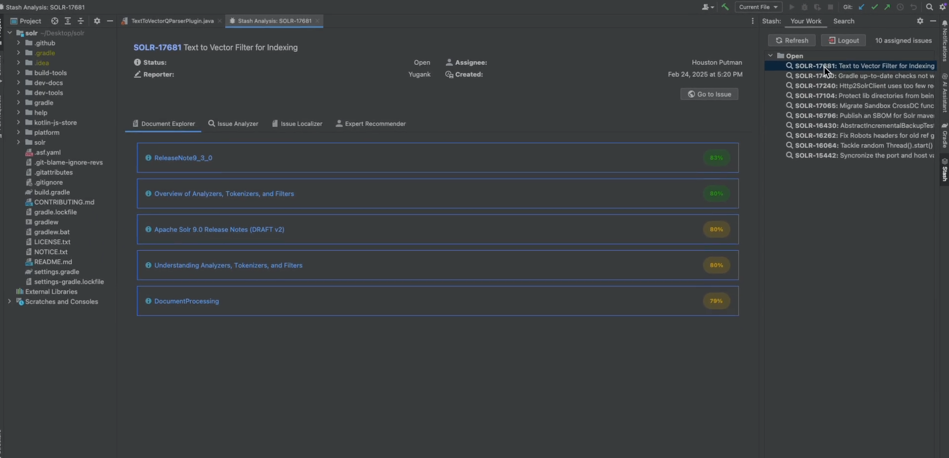 Stash JetBrains plugin interface